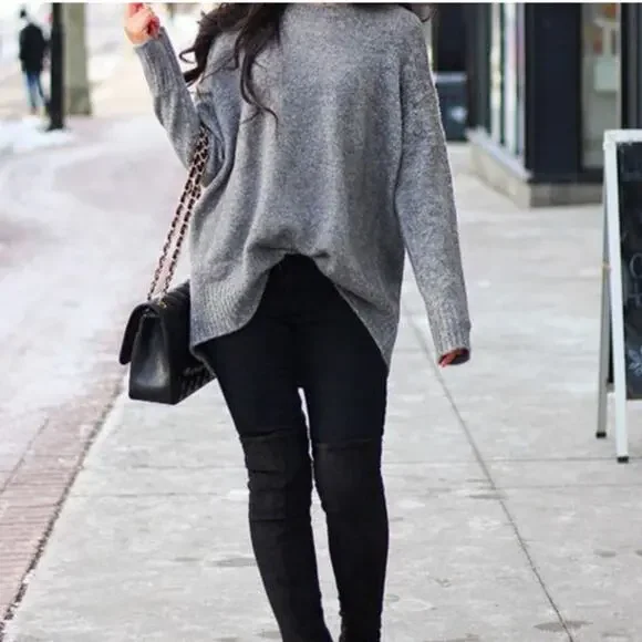 Tommy Bahama Jeans Sweater Marled Gray Oversized Women XL Wool Acrylic Knit - Picture 4 of 13